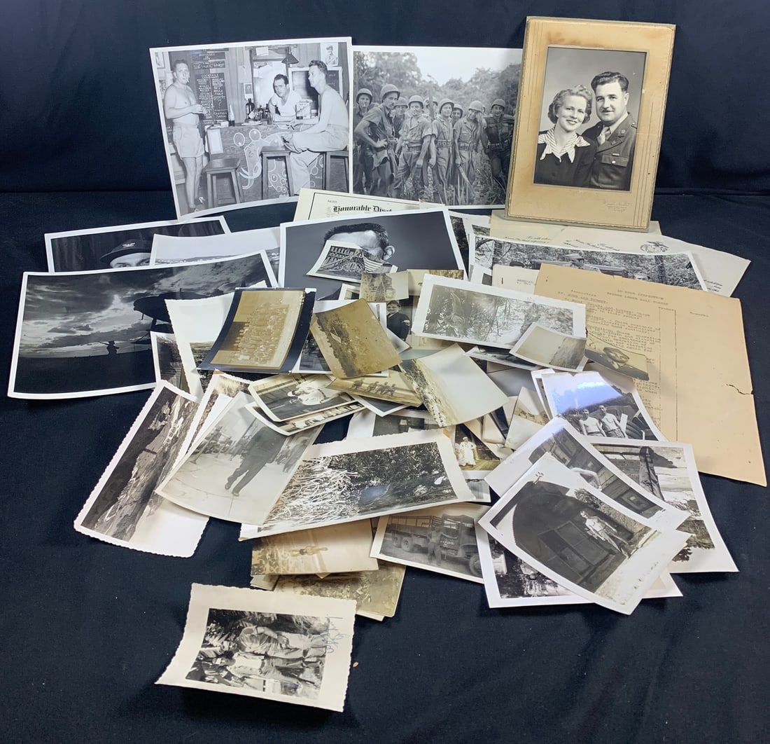 Large lot of WW2 WWII US military photographs and paperwork: Items as shown