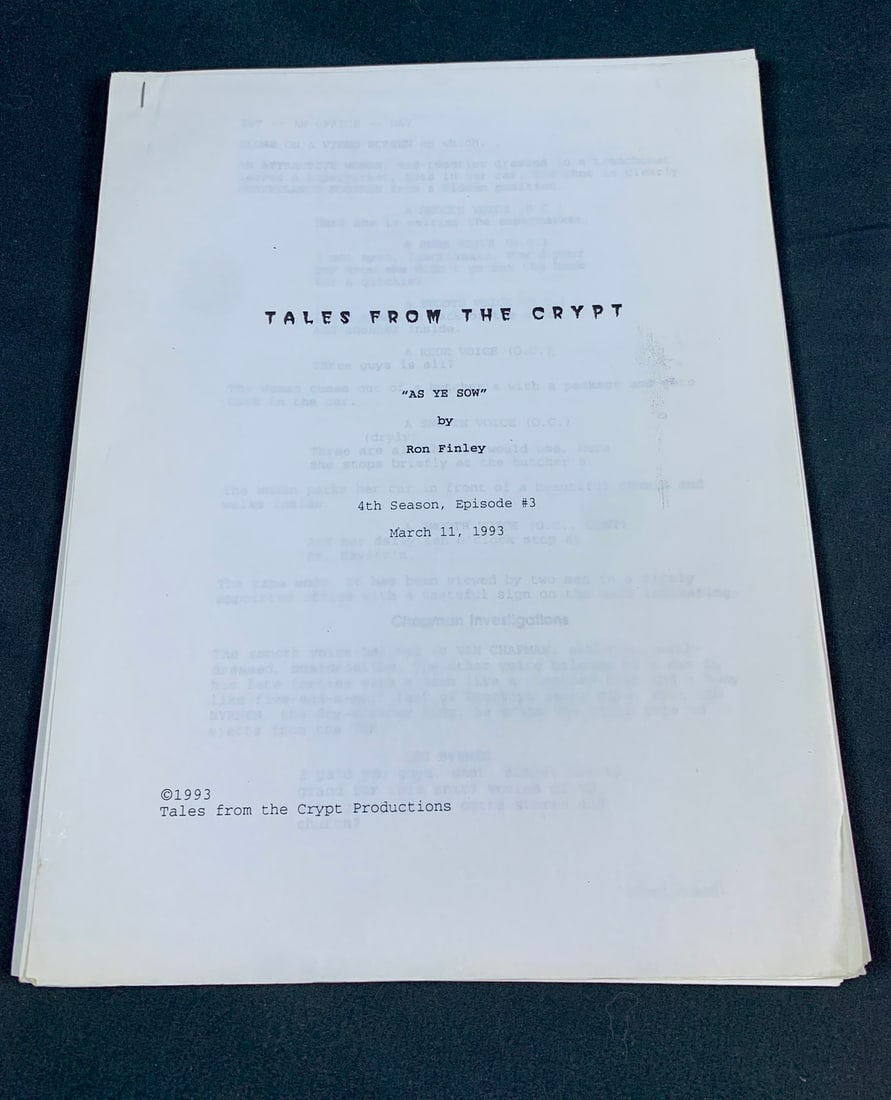 Original script from Tales from the Crypt Tv Show: This is from Episode 3 of the 4th season