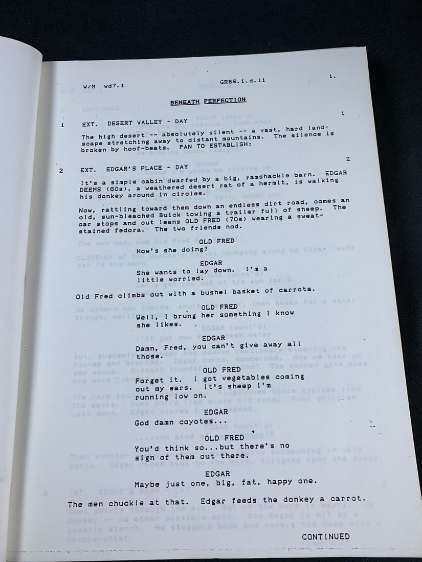 Original Script for Ron Underwoods Tremors: This script has notes on the cover that label this the older version script. Also has Romanoff and Ron underwood name. This is an incredible screenplay and script