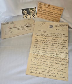 WWII USCG photos, letter, papers, Named to Frank U Petcher