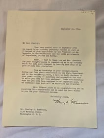 Rare Henry L. Stimson Signature Secretary of War WWII