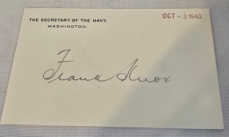 Secretary of The Navy Frank Knox Autograph