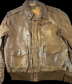 Original WWII Bronco A-2 Flight Jacket – Lt. M.R. Schwartz, Size 44