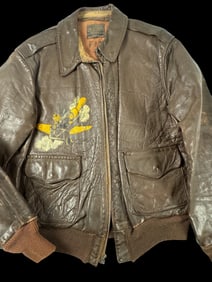 WWII Type A-2 Leather Flight Jacket - Painted Insignia 782nd Bomb Squadron