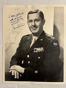 WWII 8x10 Signed and Inscribed BandW Portrait of General Jacob Devers