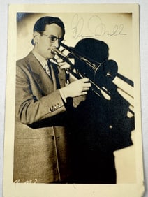 WWII Era 6x9 BandW Autographed Portrait of Glenn Miller