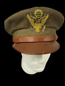 WWII Officer's Service Dress Cap with Bullion Eagle - Crusher