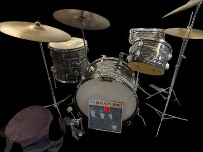 THE Beatles Famous Ludwig 1965 Black Oyster Pearl 4-Piece Drum Kit with Vintage Zildjian Cymbals: Incredible 1960s Ringo Starr-Inspired Drum Set – Time Capsule from Original OwnerThis exceptional vintage drum kit is a true time capsule, originally purchased in 1967 by its first and only owner. H