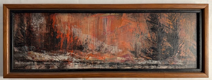 Noted Artists Hall Groat Sr. Oil on Canvas  19x7 Framed and Signed - 1965