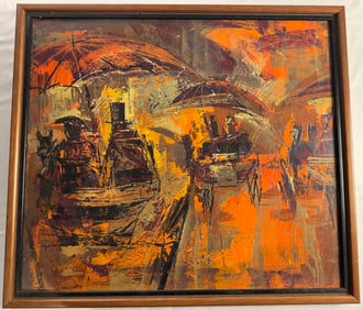 Noted Artist Hall Groat Sr. Oil on Canvas 20x18 Framed - Signed