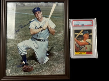 Baseball HOF Duke Snider 1961 Topps Baseball Card 443 PSA 5 and Autographed Photo