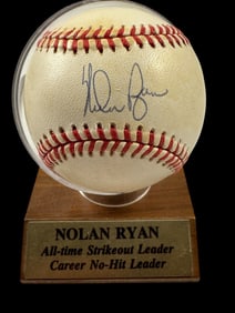 HOF Baseball PitcherNolan Ryan Autographed Baseball