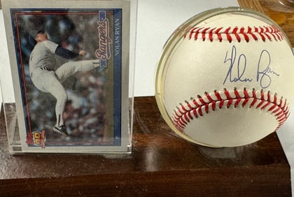 Nolan Ryan Autographed Baseball Display with Card