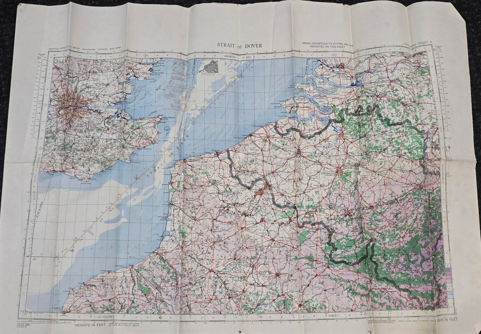 WWII RAF MAP Straight of Dover: WWII RAF MAP Straight of Dover