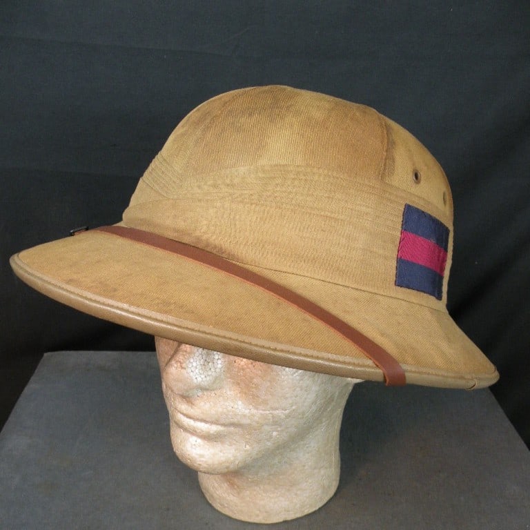 1930s British Sun Helmet: Pre WW2 British Sun Helmet with unit flash.