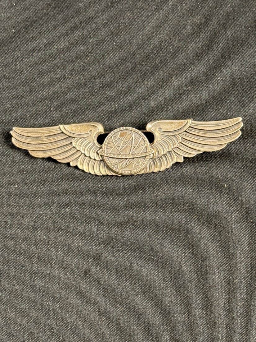 WWII 3in AAF Navigator's Wings by Balfour PB Sterling: Fine set of original 3in. PB. Sterling wings by Balfour