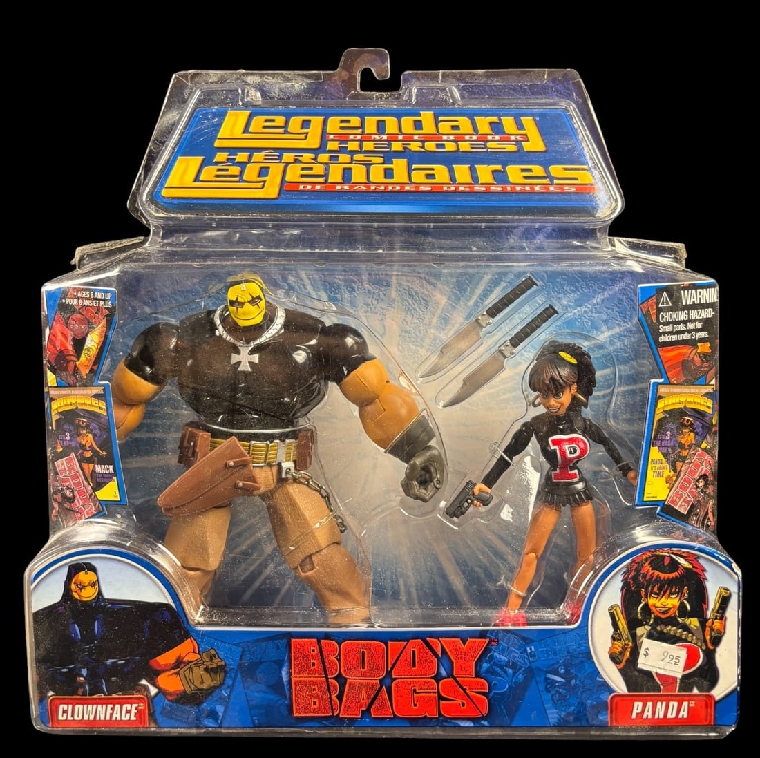 Legendary Comic Book Heroes Body Bags Clownface & Panda 2-pack Action Figures, Marvel Toys, 2007: A Legendary Comic Book Heroes Body Bags Clownface & Panda 2-Pack Action Figure set by Marvel Toys, dated 2007. This factory-sealed twin pack features two plastic articulated figures, Clownface and Pan