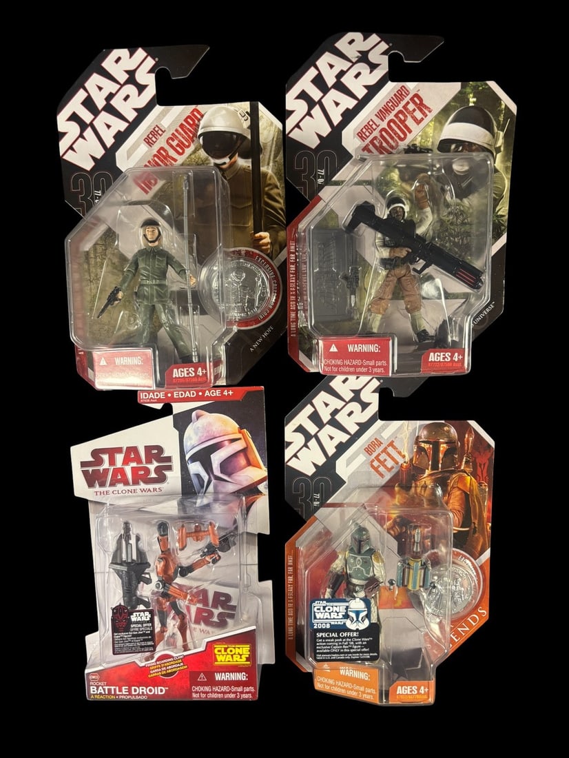 4 Star Wars Action Figures, Hasbro, From the 30th Anniversary and the Clone Wars Collections (1 of 1)
