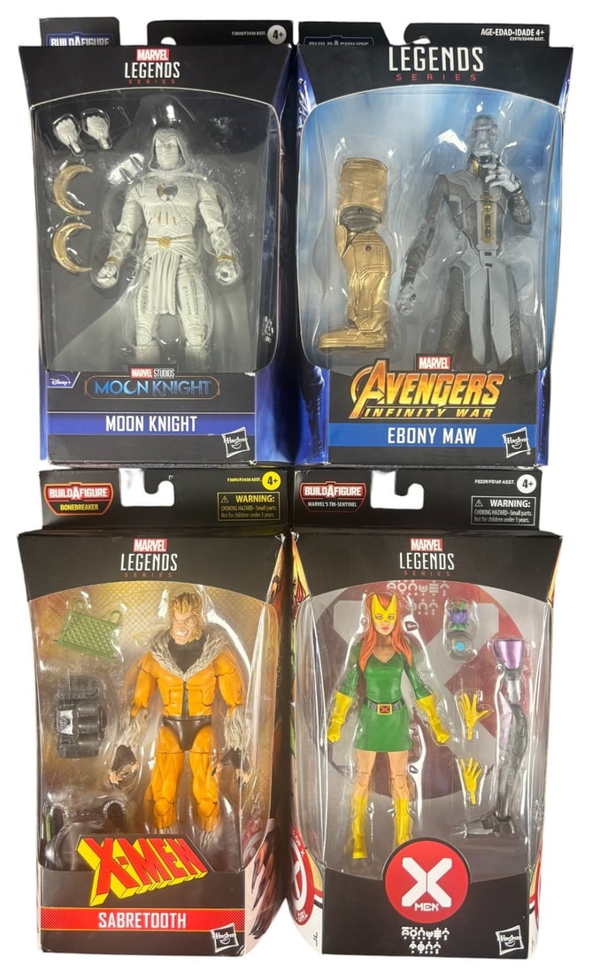 4 Hasbro Marvel Legends Series Action Figures, Moon Knight, Ebony Maw, Sabretooth, and Jean Grey (1 of 1)