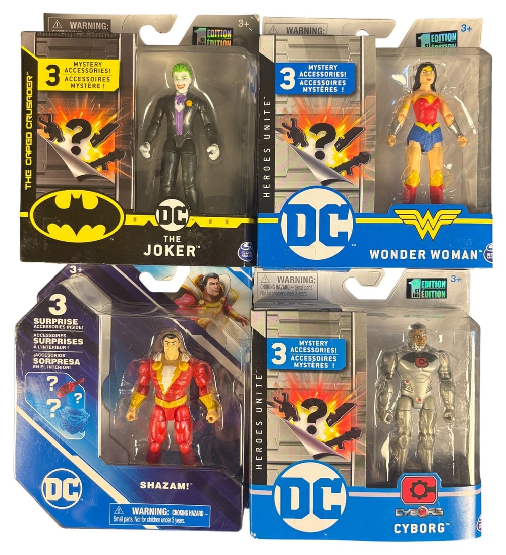 A 4 Dc Spin Master Heroes Unite 1st Edition 4-inch Action Figures: the Joker, Wonder Woman, Shazam! (1 of 1)