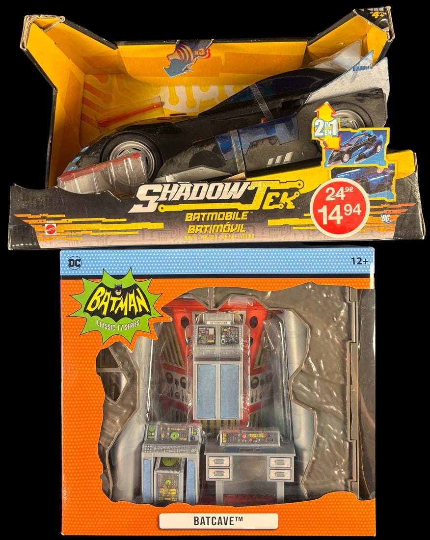 2 Dc Comics Collectibles: Mcfarlane Toys Batman 1966 Classic Tv Series Batcave Playset and Mattel (1 of 1)