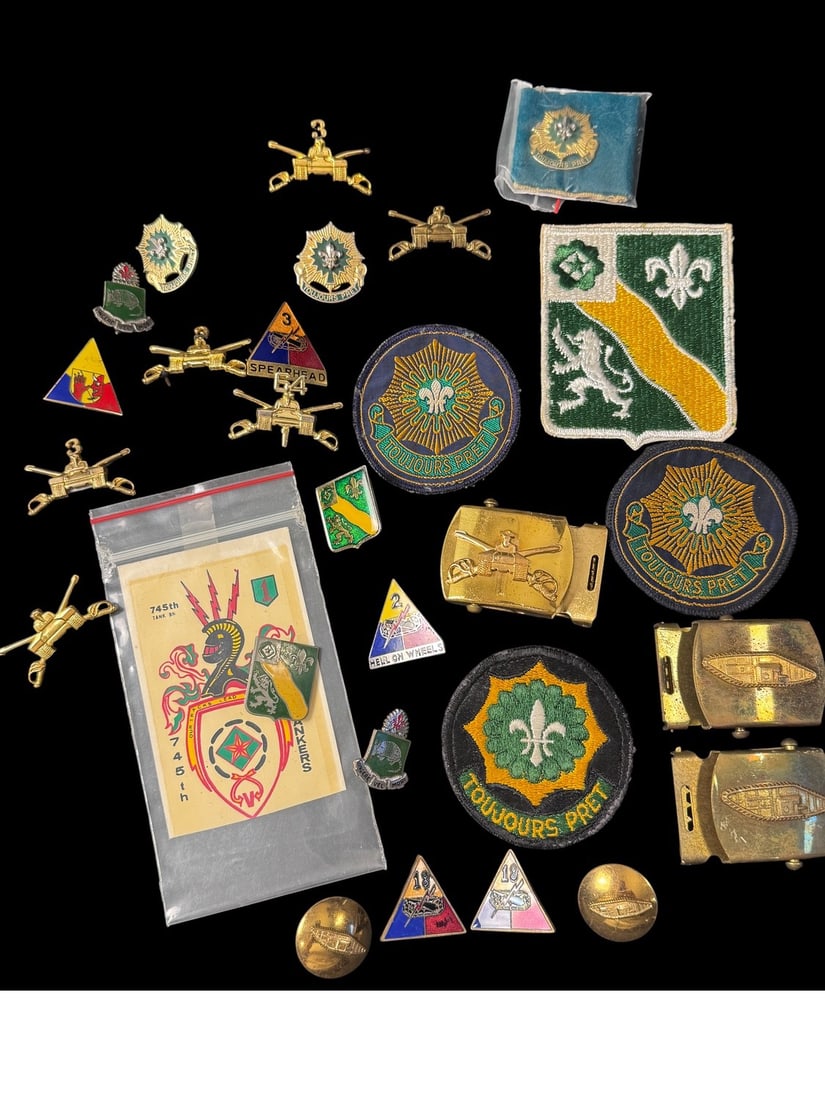 Large Collection of US Army 3rd Armored Cavalry Regiment and Artillery Insignia Pins and Patches (1 of 1)