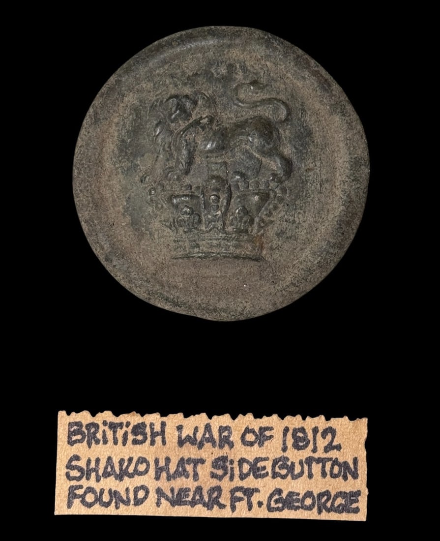 Rare British War of 1812 Shako Hat Button Found Near Fort George (1 of 2)