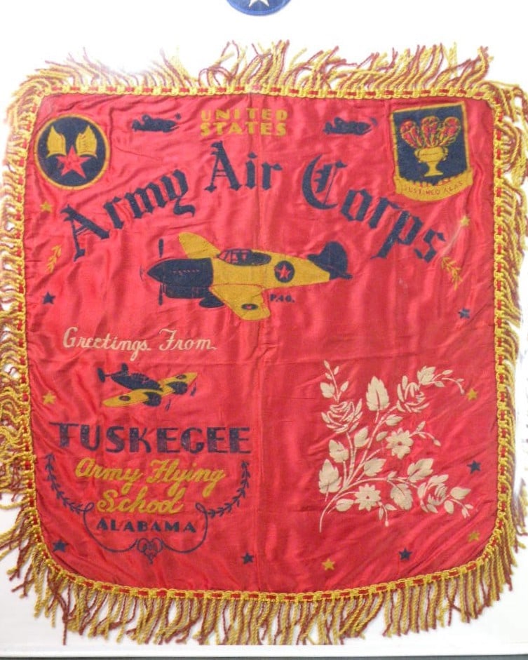 Rare WWII-Era Silk Souvenir Banner Tuskegee Army Flying School (1 of 3)