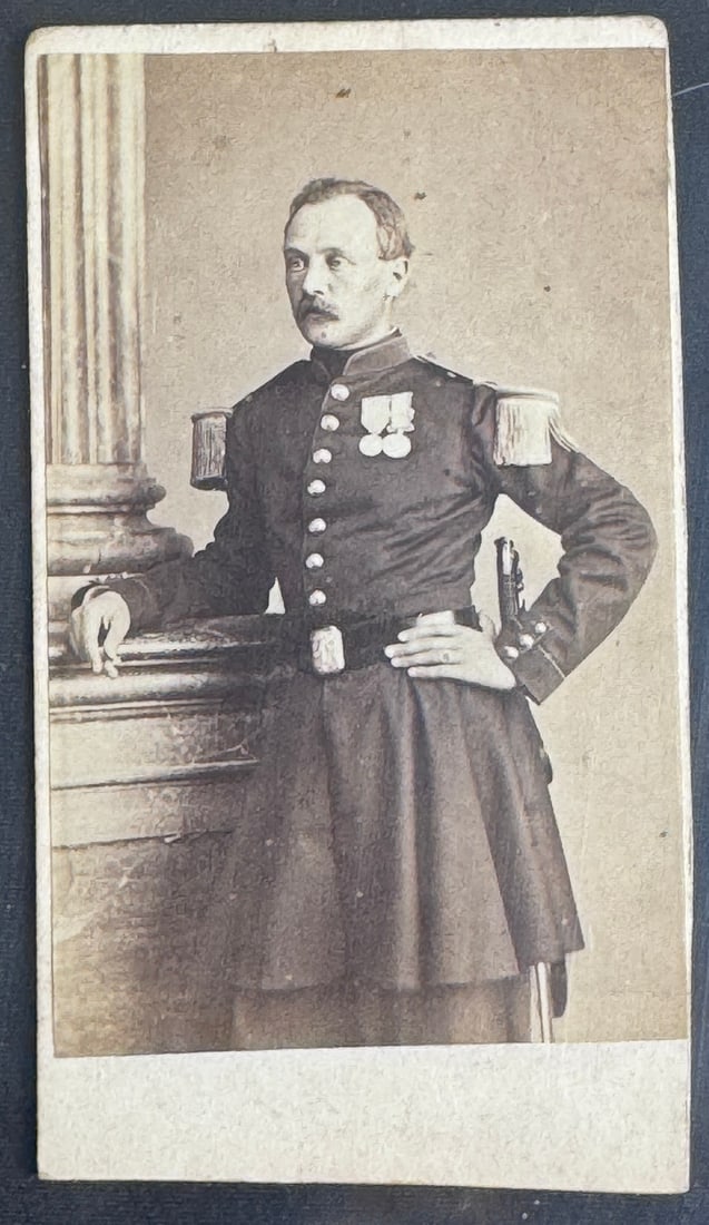 Distinguished 19th Century French or Zouave Officer Portrait with Medals, Boston Imprint (1 of 2)