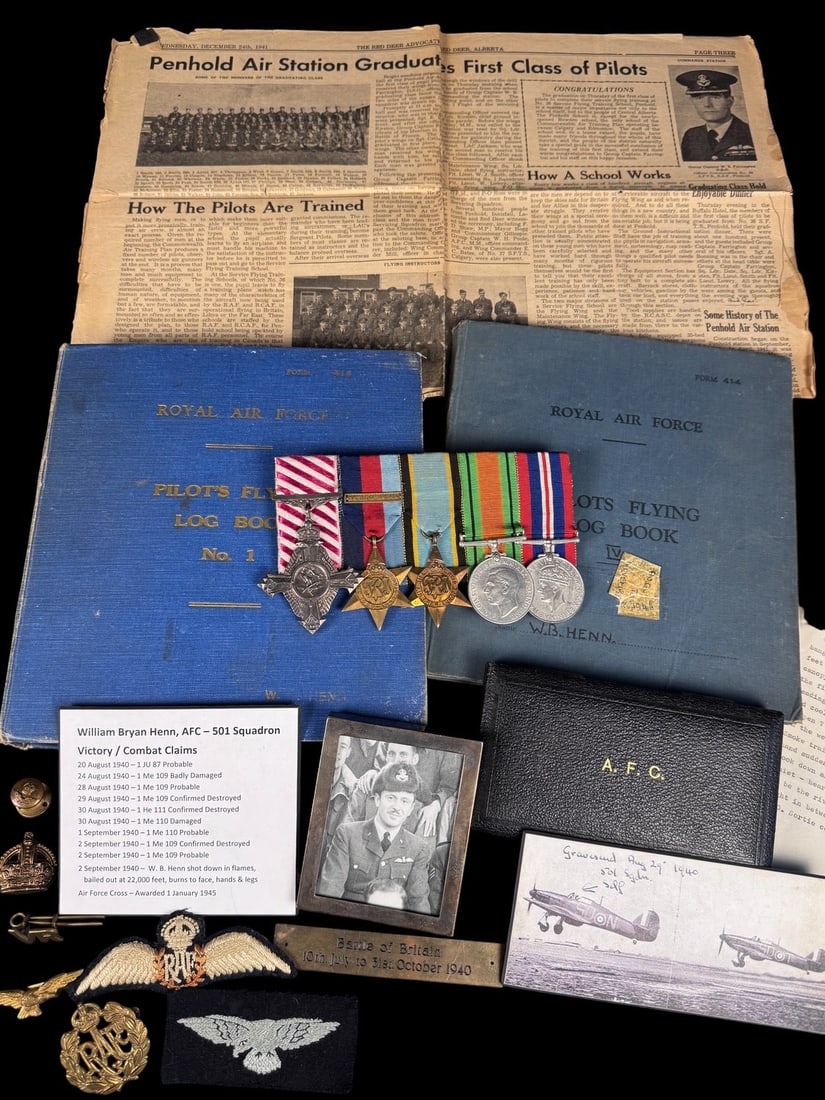 Museum-Quality Battle of Britain Ace's Grouping of Flt. Lt. William Bryan Henn AFC, 501 (1 of 13)