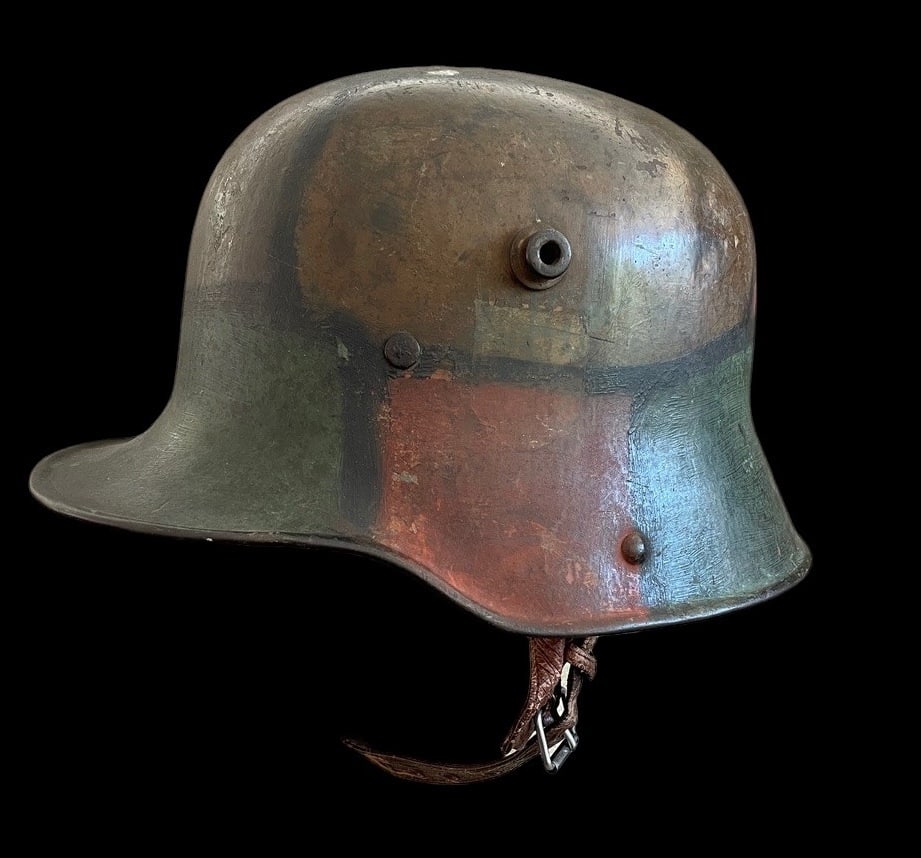 WWI German M1918 Combat Helmet with Factory Camouflage and Integrated Chinstrap (1 of 8)