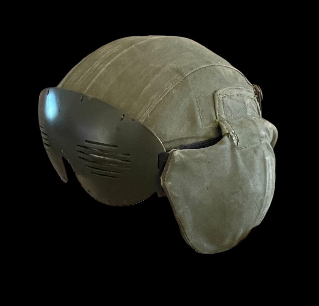 WWII AAF M4A2 Flak Helmet with Flak Goggles Named to Perry Burgess (1 of 9)