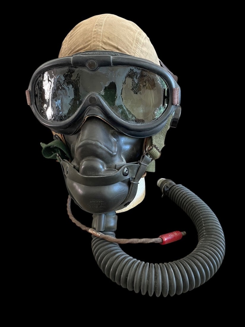US Army Air Corps Summer Flight Helmet - A14 Mask and B8 Goggles (1 of 7)