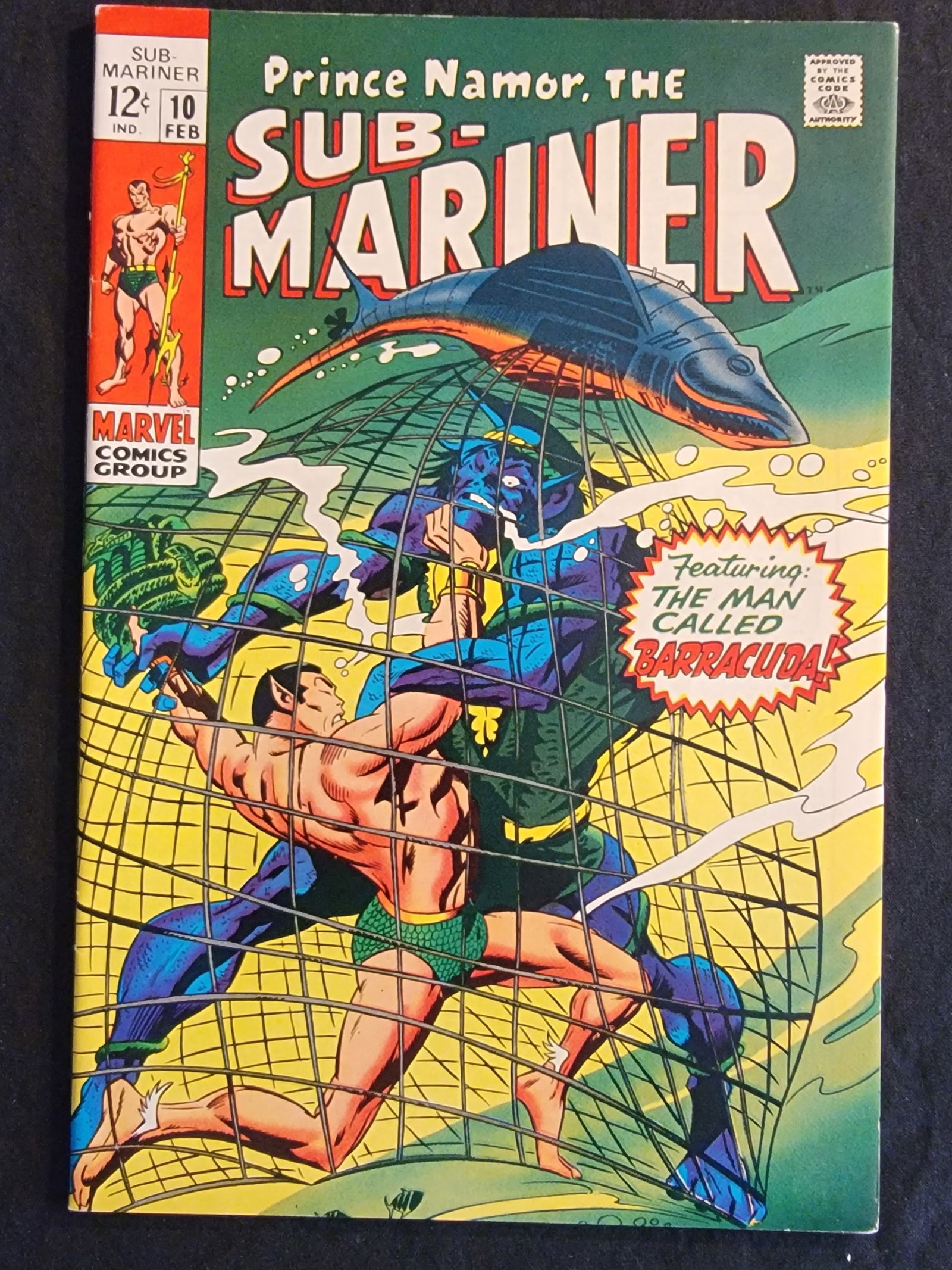 Marvel Comics Prince Namor the Sub-Mariner 10 1969 First Appearance of Karthon Raw: This lot features a single copy of Prince Namor, the Sub-Mariner 10, published by Marvel Comics Group with a cover date of February 1969. This significant Silver Age issue marks the first full appeara