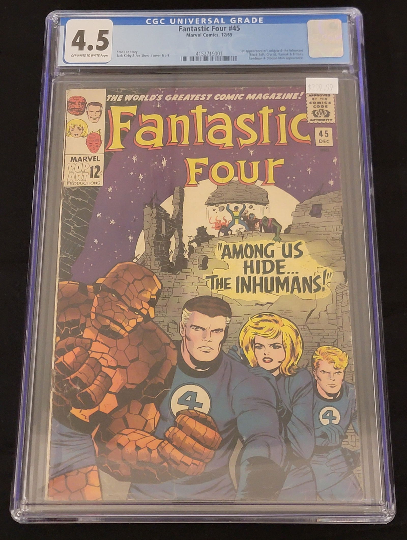 Marvel Comics Fantastic Four 45 1965 CGC 4.5 1st Appearance of the Inhumans (1 of 2)