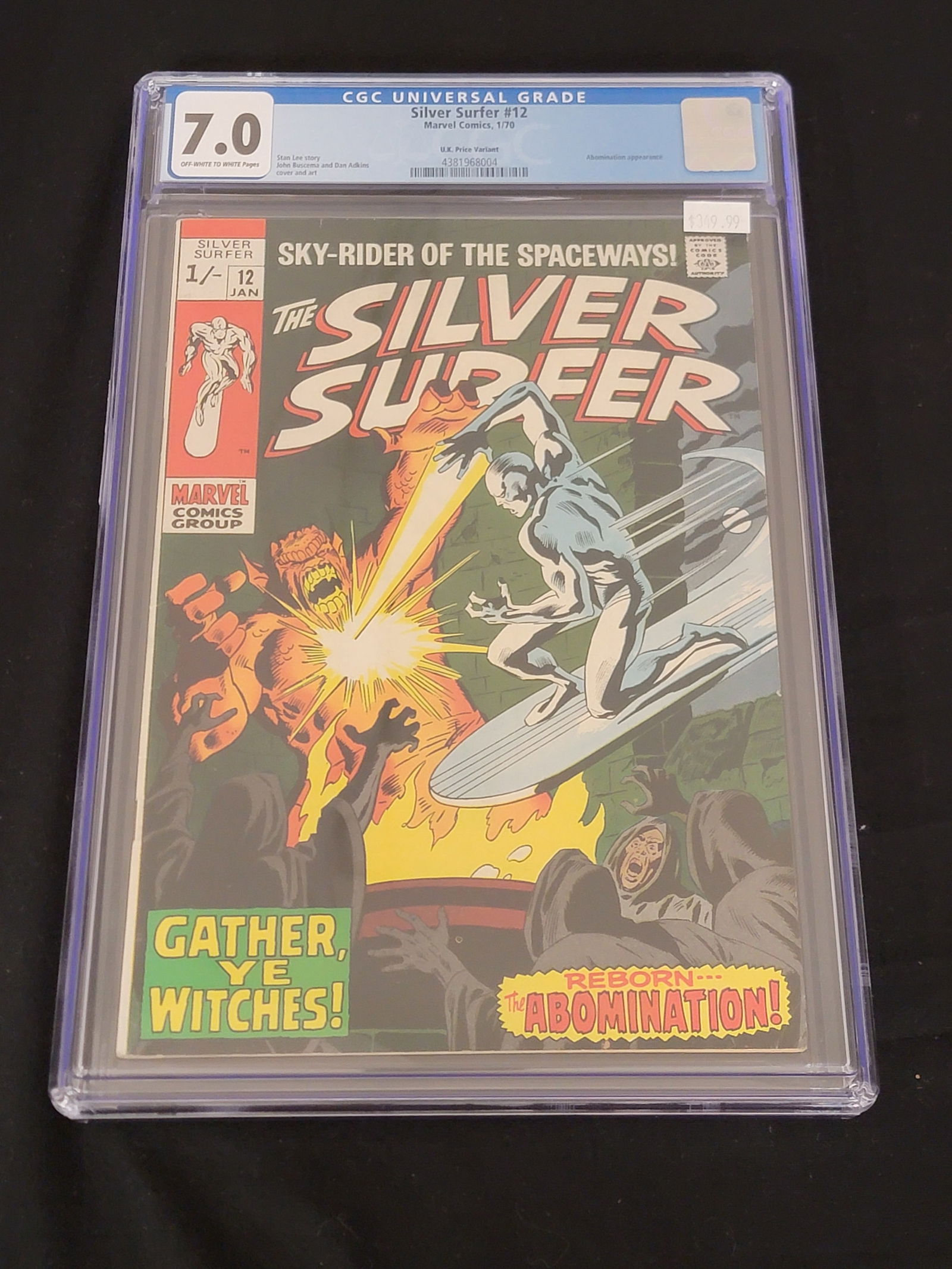 Marvel Comics Silver Surfer 12 CGC 7.0 U.K. Price Variant 1970 (1 of 2)