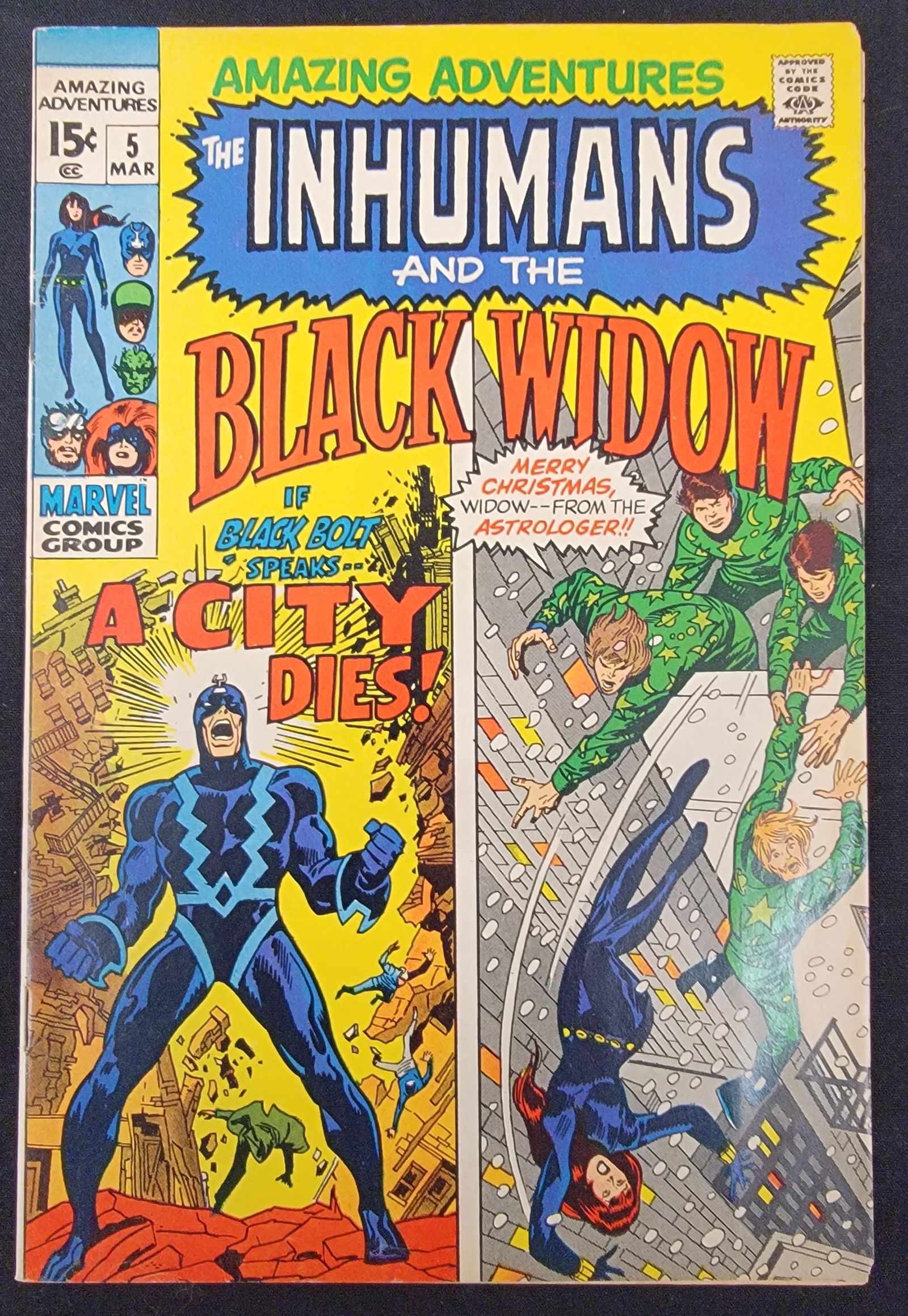 Amazing Adventures Vol. 2 No. 5 Inhumans and Black Widow Marvel Comics March 1971: Marvel Comics Group Amazing Adventures Vol. 2, No. 5, published in March 1971. This Bronze Age comic book features dual storylines starring the Inhumans and the Black Widow. The front cover displays a
