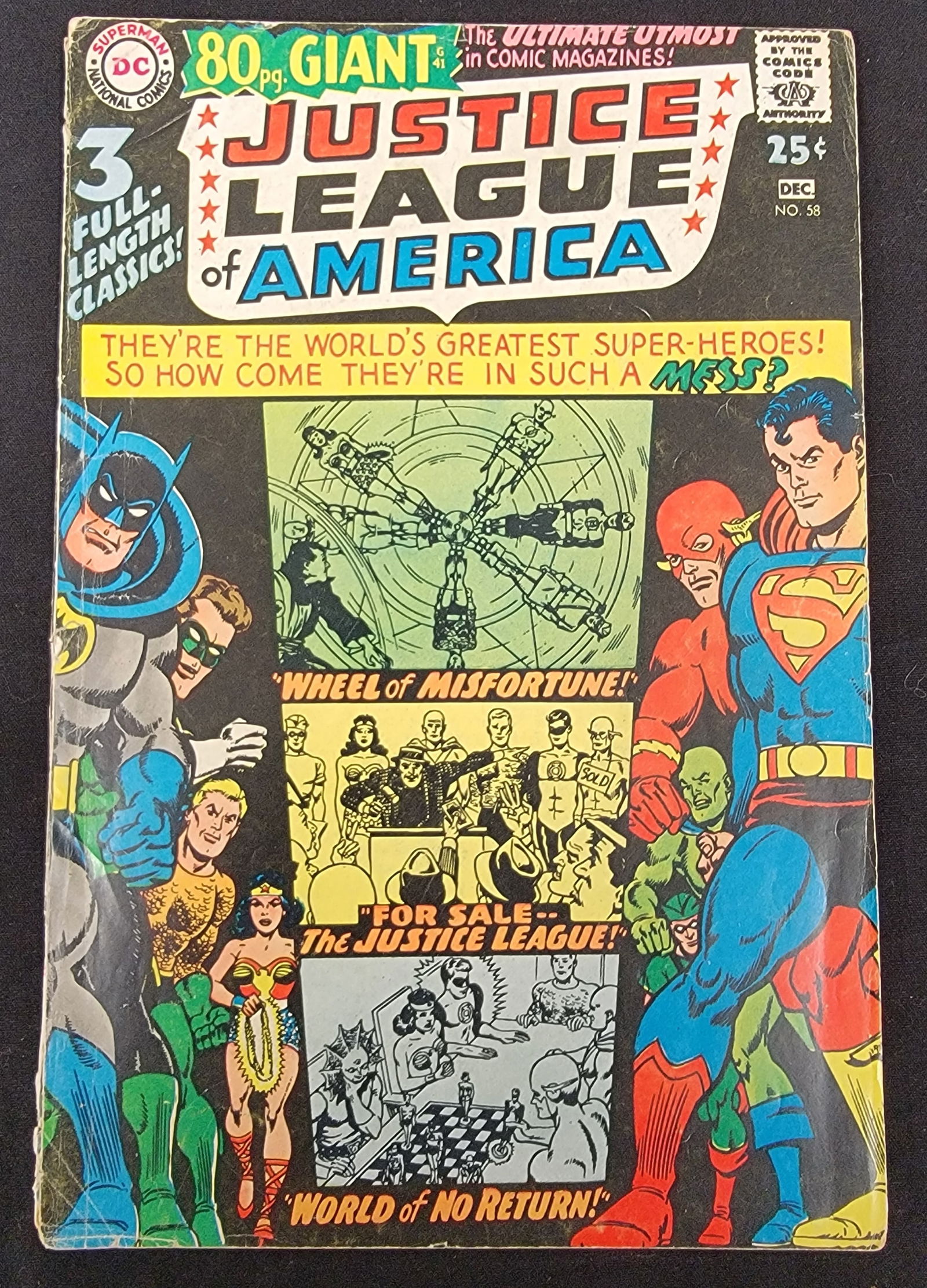 Justice League of America No. 58 80-Page Giant 1967: Justice League of America No. 58 is an 80-page Giant comic book published by National Periodical Publications in December 1967. This Silver Age issue, designated G-41, features a 25-cent cover price.