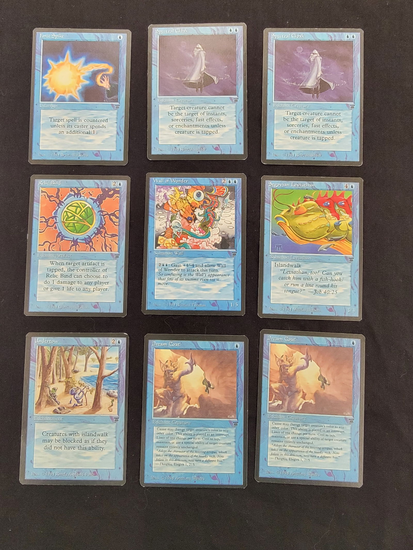 A Group of Magic: The Gathering Legends Expansion Blue Trading Cards (1 of 2)