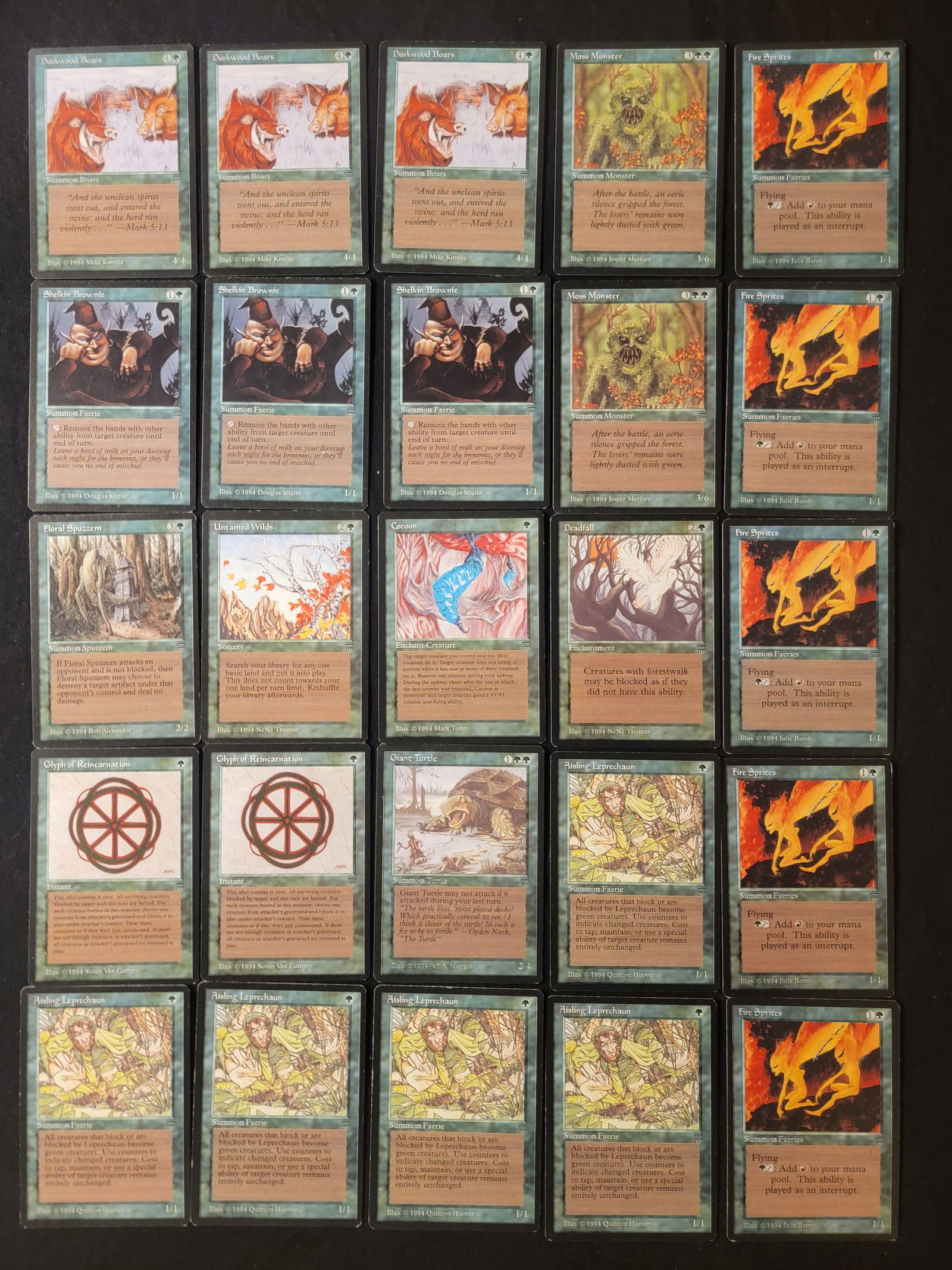 Vintage Magic: The Gathering Green Legends 6 Trading Cards (1 of 2)
