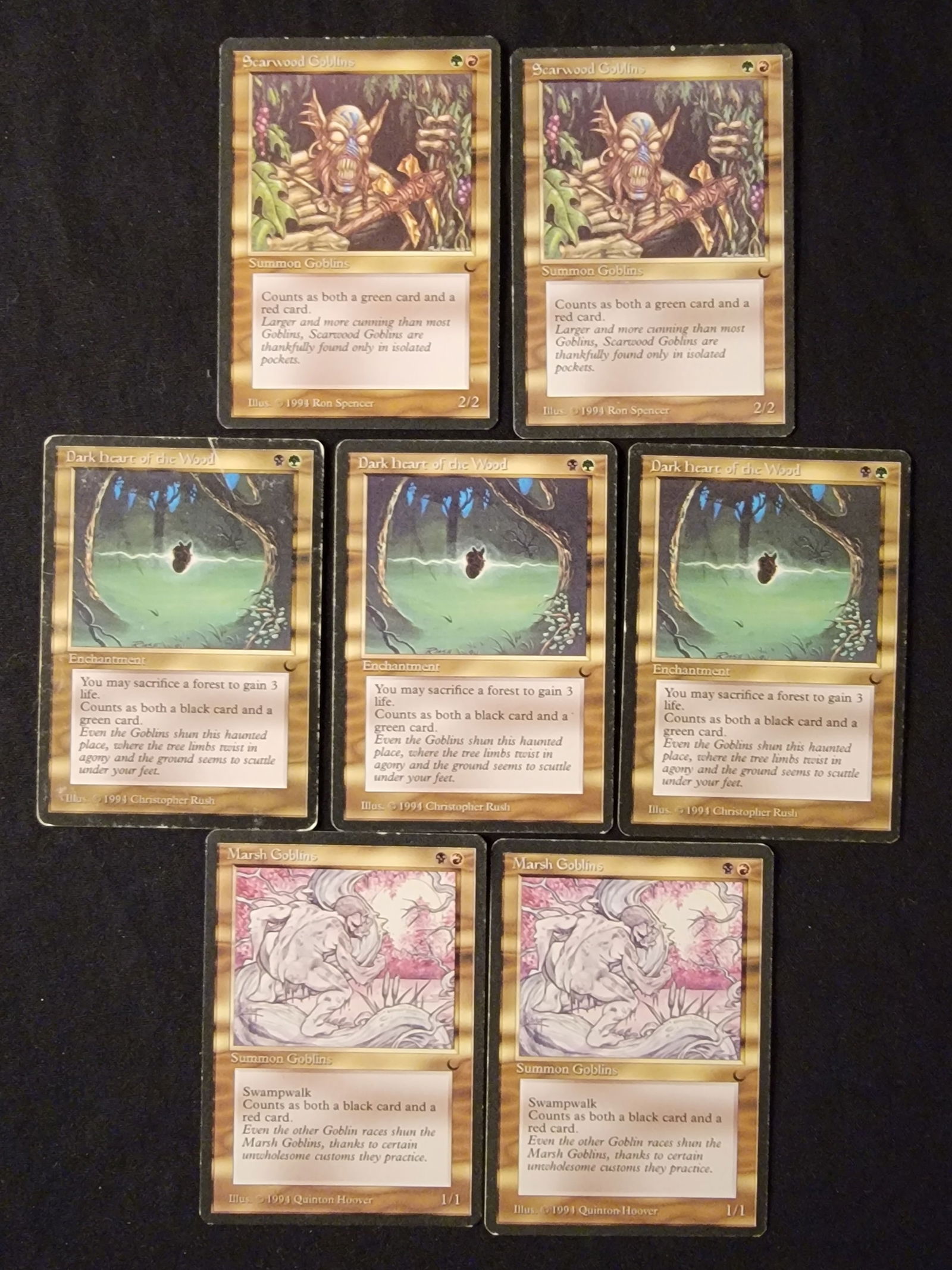 A Group of Magic: The Gathering The Dark 7 Trading Cards (1 of 2)