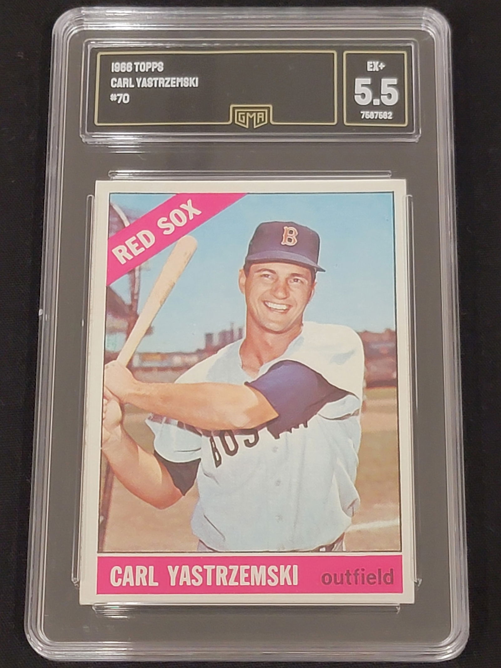 1966 Topps Carl Yastrzemski 70 Baseball Card GMA EX+ 5.5 (1 of 2)