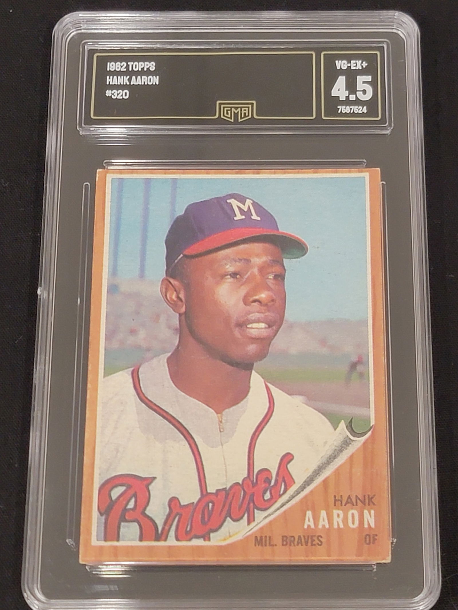 1962 Topps Hank Aaron Milwaukee Braves Baseball Card 320 GMA 4.5 (1 of 2)
