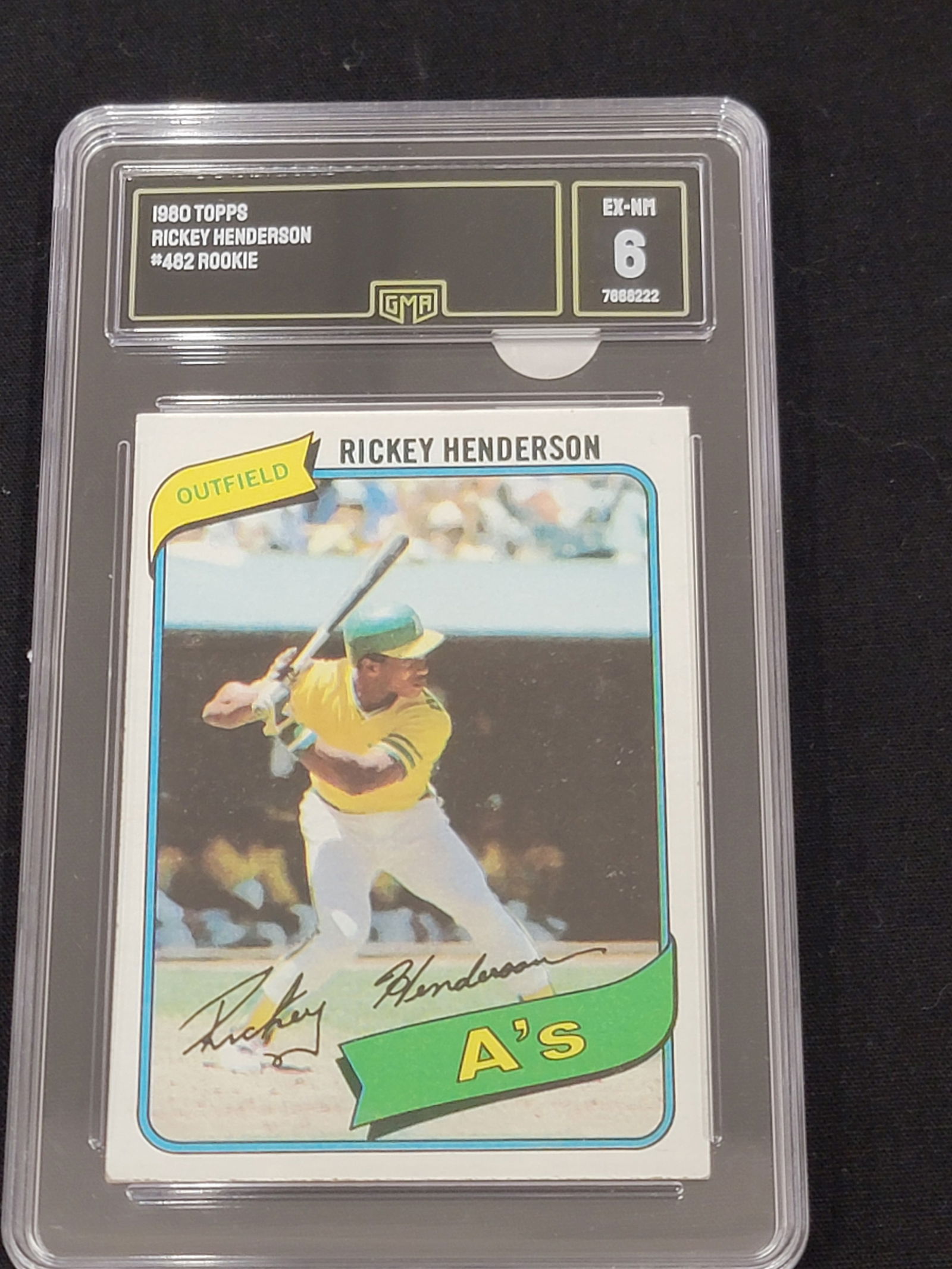 1980 Topps Rickey Henderson Oakland Athletics Rookie Card Number 482 GMA 6 (1 of 2)
