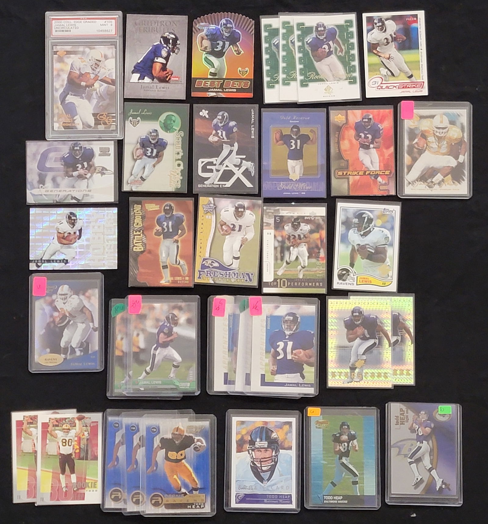 Baltimore Ravens Football Trading Cards Featuring Jamal Lewis and Todd Heap (1 of 1)