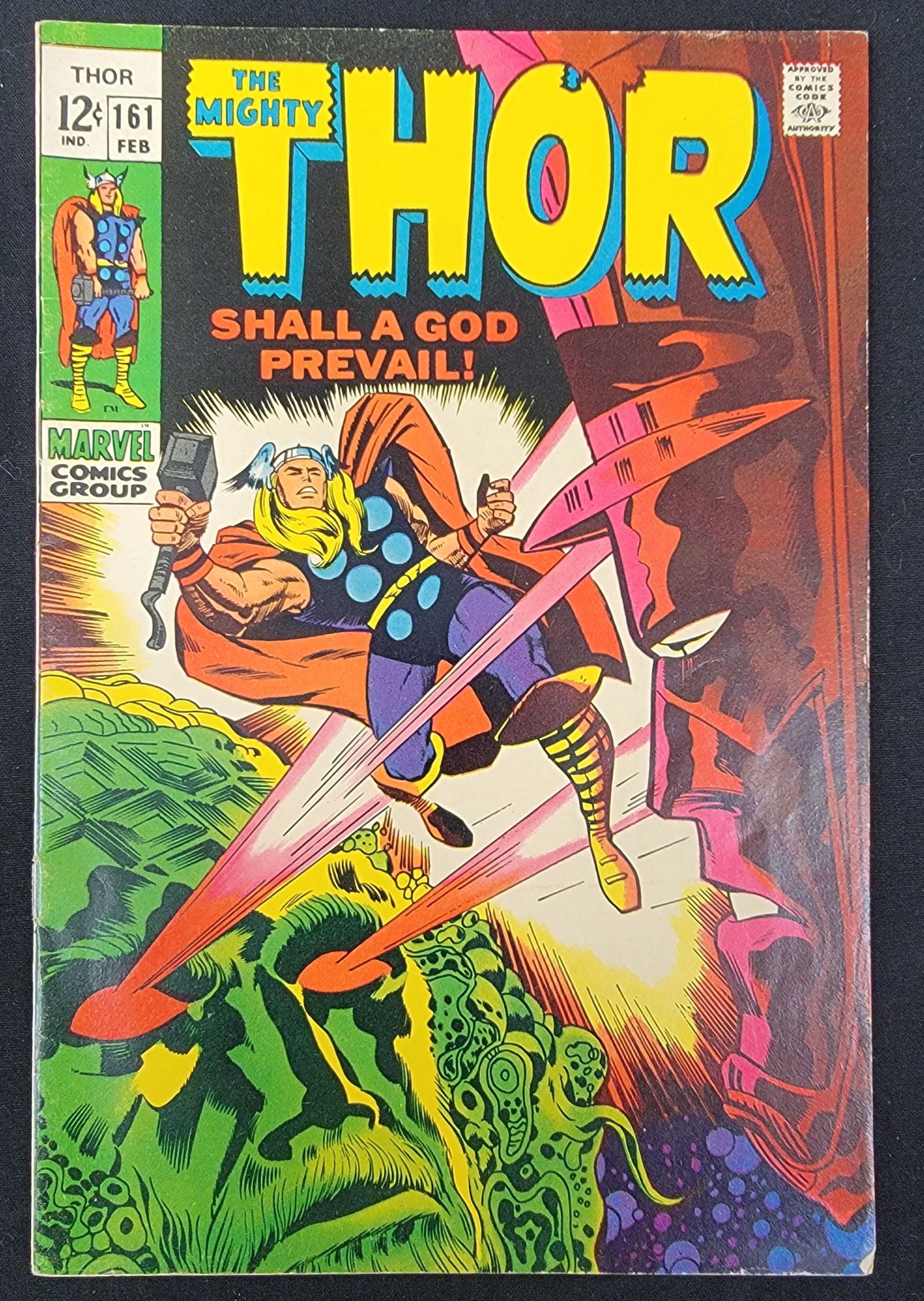 Marvel Comics The Mighty Thor No. 161 February 1969: This Silver Age comic book, The Mighty Thor issue no. 161, was published by Marvel Comics Group in February 1969. Based on market consensus, the publication features a script by Stan Lee and artwork b