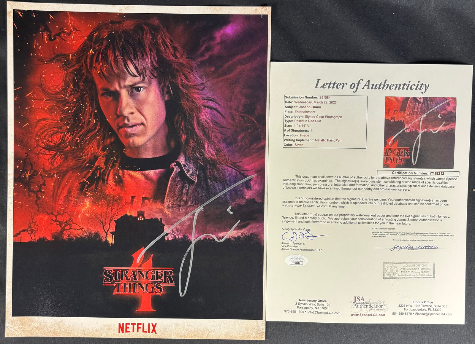 Joseph Quinn Stranger Things Signed Photo JSA COA (1 of 1)