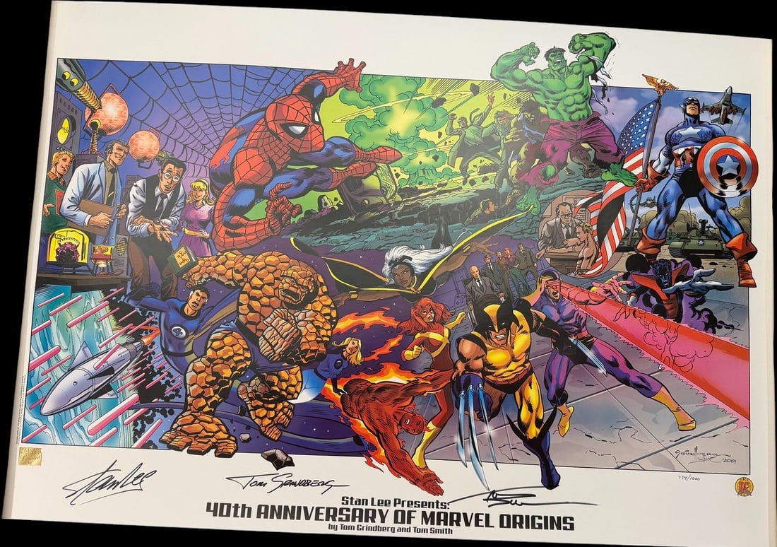 Stan Lee Signed 40th Anniversary of Marvel Origins Lithograph by Tom Grindberg and Tom Smith (1 of 2)