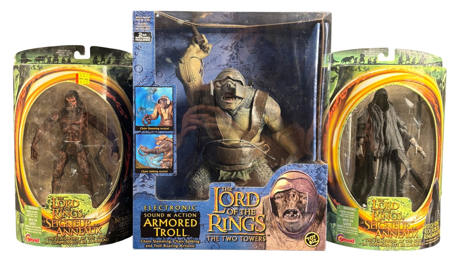 A Trio of Lord of the Rings Action Figures Including Toy Biz Two Towers Electronic Armored Troll (1 of 1)