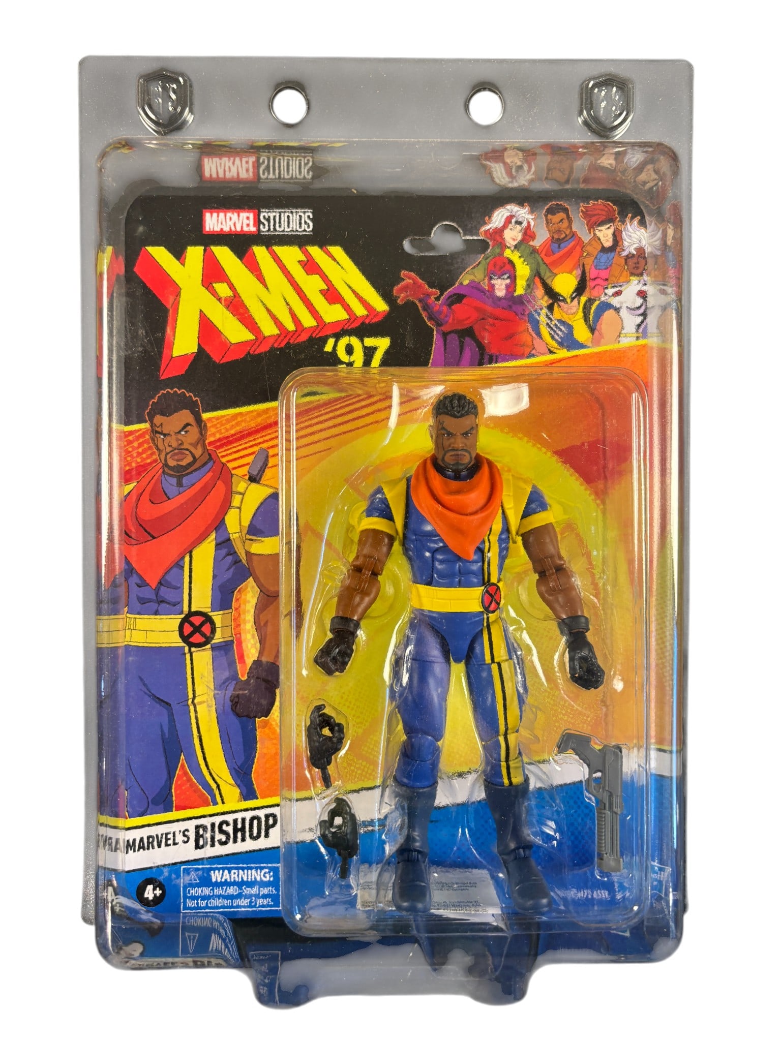 Hasbro Marvel Legends Series X-Men 97 Marvel s Bishop Action Figure: A Hasbro Marvel Legends Series action figure of the character Marvels Bishop, based on the Marvel Studios X-Men 97 animated series. The 6-inch scale articulated plastic figure is depicted in a blue
